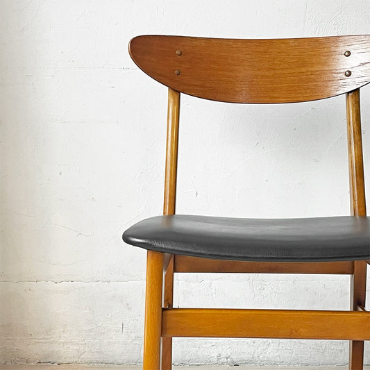 ファーストラップ FARSTRUP サイドチェア No.210 ダイニングチェア チーク材×ビーチ材 レザー デンマーク 北欧ビンテージ ★