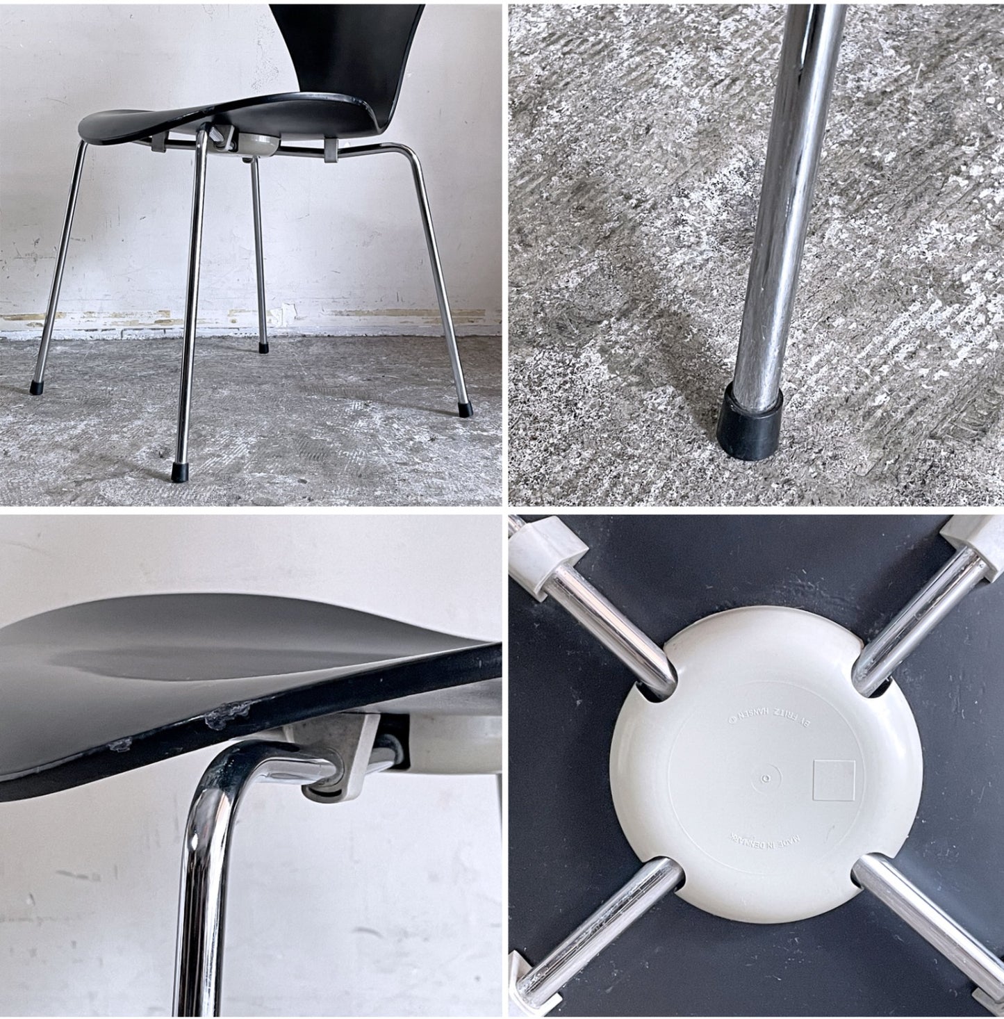 フリッツハンセン Fritz Hansen セブンチェア ブラックラッカー アルネ・ヤコブセン スタッキングチェア デンマーク 1997年製 A ■