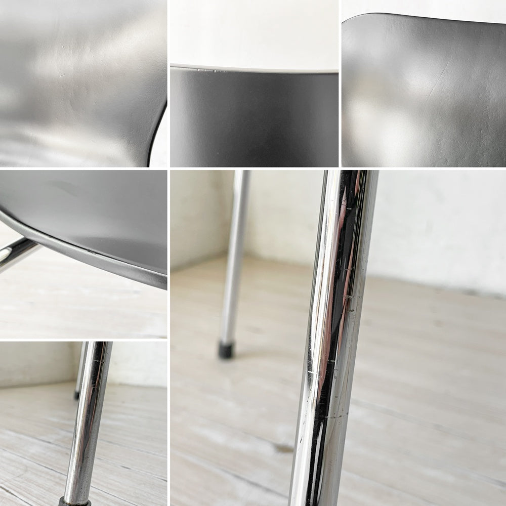 フリッツハンセン Fritz Hansen セブンチェア ダイニングチェア ブラック ラッカー再塗装 アルネ・ヤコブセン デンマーク スタッキングチェア 北欧家具 MIONETTA社製シートパッド付き ★