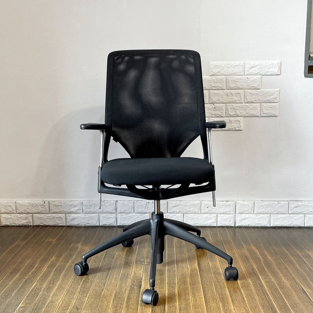 ヴィトラ vitra メダ2チェア MEDAⅡ オフィスチェア デスクチェア 昇降機能 リクライニングロック ブラック アルベルト・メダ 現状品 ◎