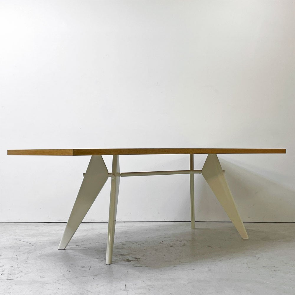ヴィトラ vitra イーエム EMテーブル EM Table ダイニングテーブル ウッド天板 オーク材 突板 スチールベース ホワイト系カラー w200㎝ ジャン・プルーヴェ 定価￥594,000- ●