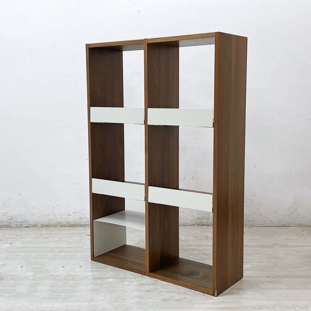 無印良品 MUJI スタッキングシェルフ 2列3段 ウォールナット材 本棚 飾り棚 収納棚 コの字棚 ストッパー4個付き 参考定価￥38,390- ●