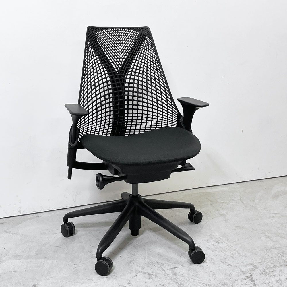 ハーマンミラー Herman Miller セイルチェア SAYL CHAIR デスクチェア オフィスチェア ブラック ミドルバック イヴ・ベアール 2013年製 旧モデル B ●