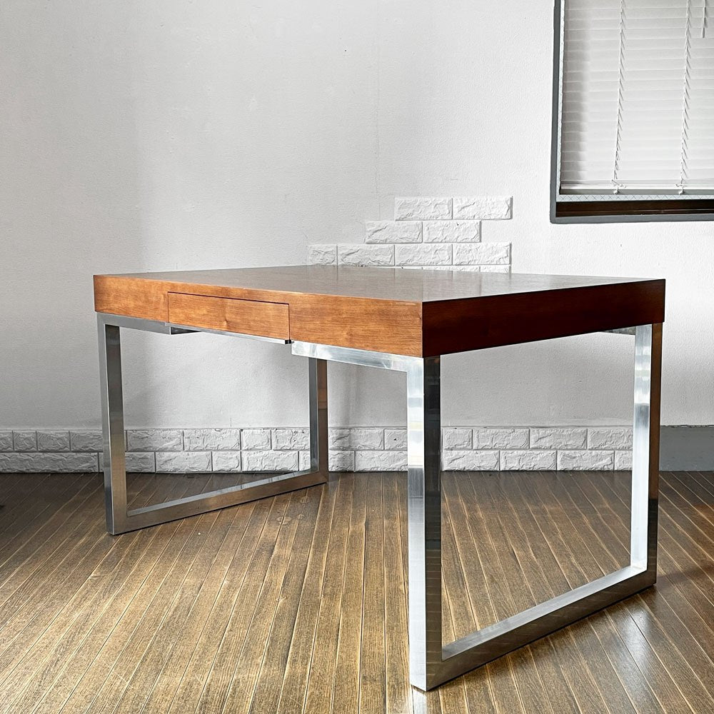 イデー IDEE アティーノ ATINO デスク ダイニングテーブル ワークテーブル ウォールナット材 スチール 抽斗1杯 W130cm モダンデザイン 廃番 ◎