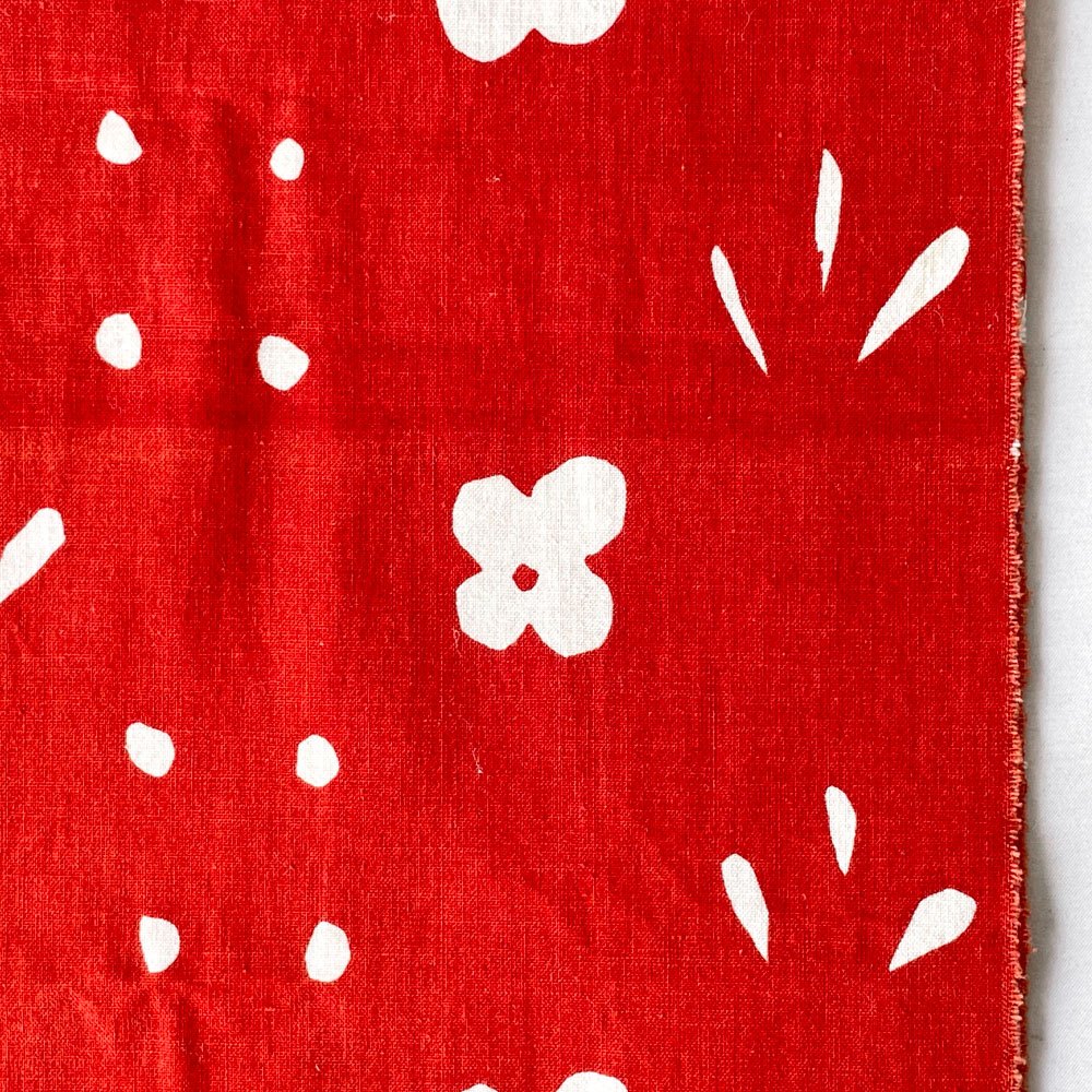 マリメッコ marimekko クッカケト KUKKAKETO フィンランド ビンテージ ファブリック W27 x H113cm 朱色 石本藤雄 北欧雑貨 ◇