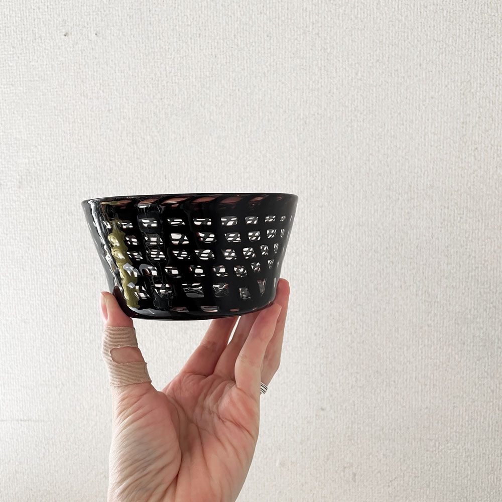 生島明水 Harumi Ikushima ムリーニ ガラスボウル ブラック Φ12cm ゴリラグラスガラージ GORILLA GLASS GARAGE 現代作家 B ◎