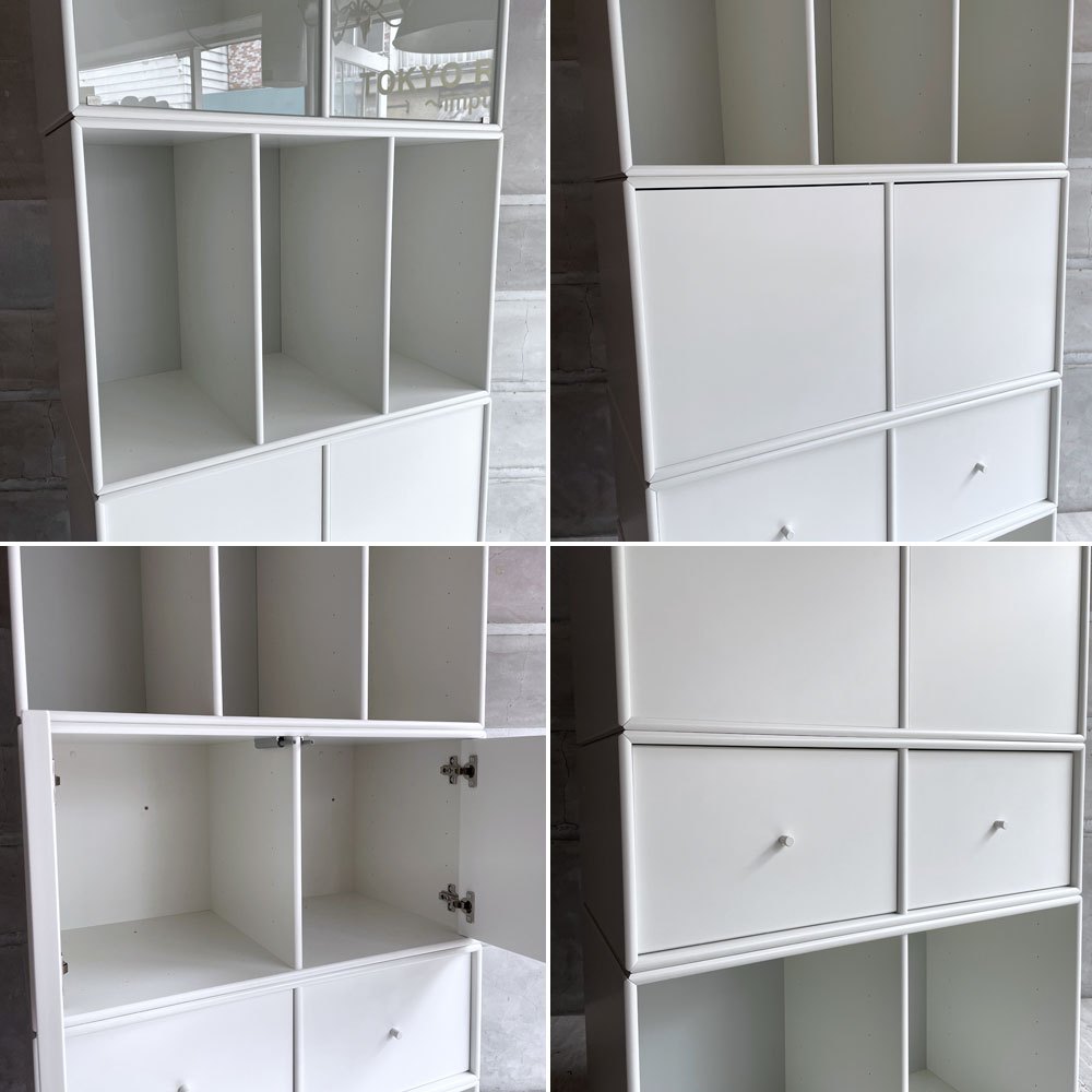 モンタナ MONTANA システムシェルフユニット SYSTEM SHELF UNIT ホワイト 5ユニット キャビネット 木製扉+ガラス扉+ドロワー+シェルフ2種 デンマーク ♪