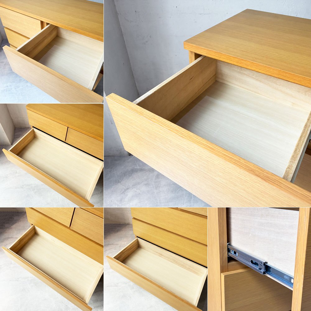 無印良品 MUJI オーク無垢材 木製チェスト 収納家具 4段5杯 ナチュラル シンプルデザイン W80cm ★