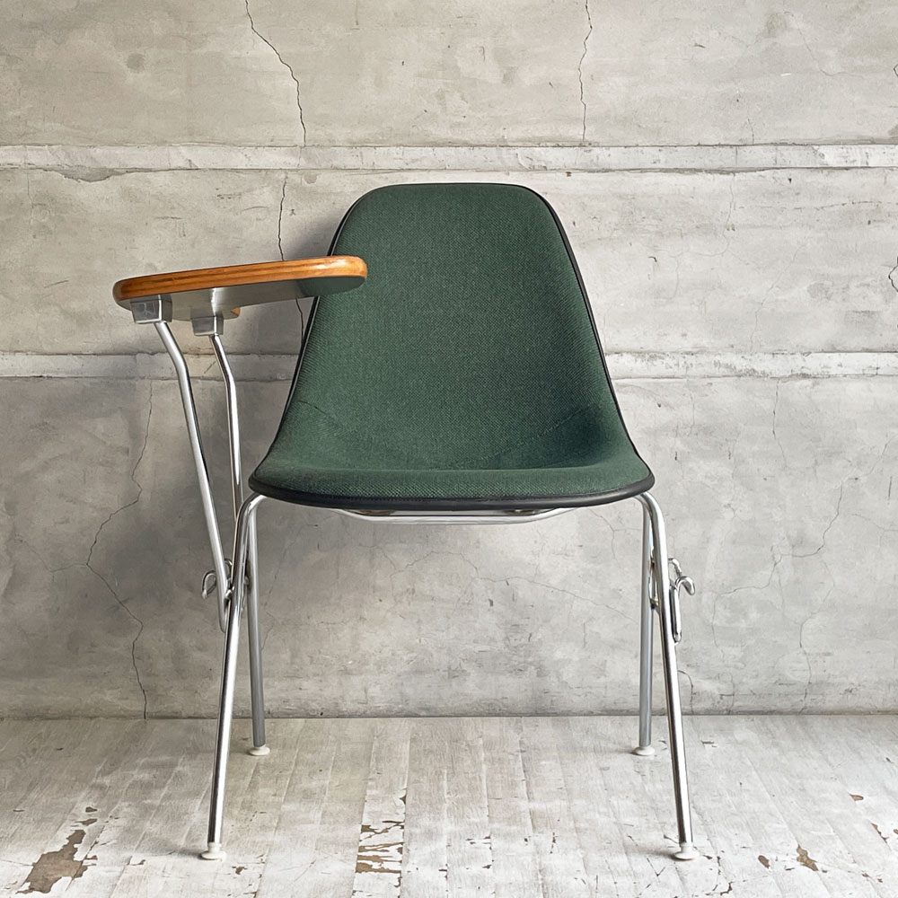 ハーマンミラー Herman Miller サイドシェルチェア セカンド 2nd ビンテージ アプホルスター スクールベース 肘掛けテーブル付 イームズ ミッドセンチュリー B  ♪