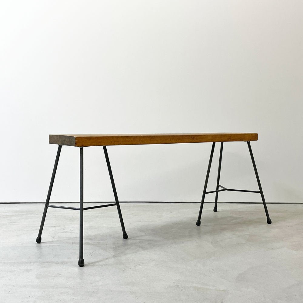 インダストリアル Industrial Design 無垢材ｘアイアンレッグ ベンチ W105cm 工業系 店舗什器 ●
