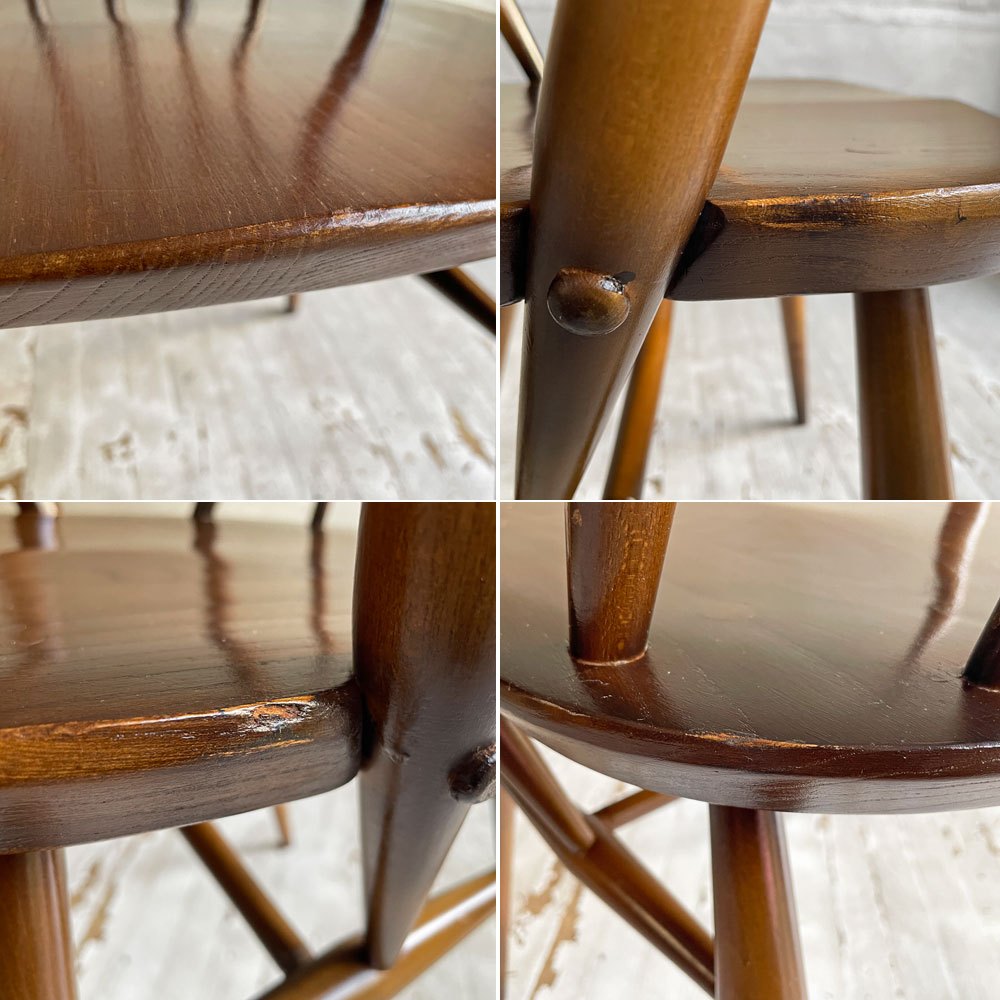 アーコール Ercol ゴールドスミス ダイニングチェア アームチェア コロニアル ハイバック エルム材 ダークブラウン UKビンテージ 英国 ♪