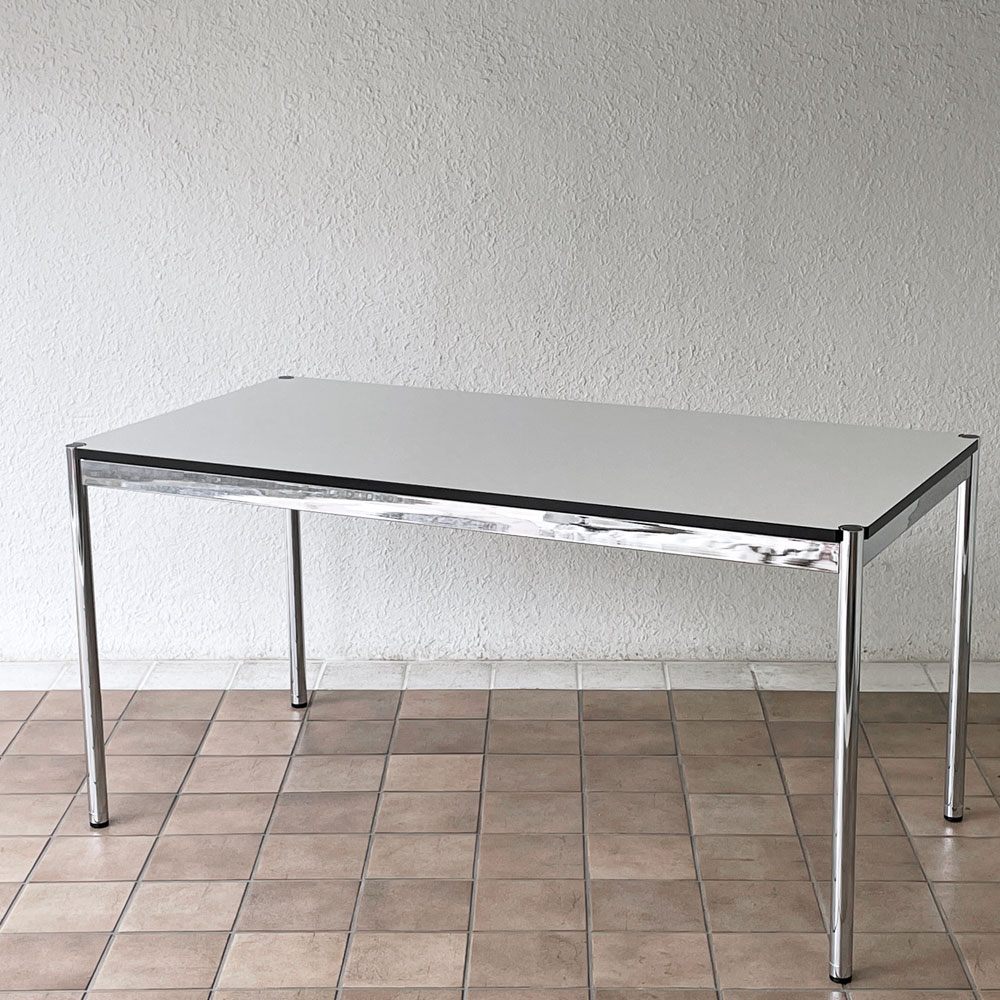 USMモジュラーファニチャー USM Haller USMハラーテーブル ワーキングデスク ダイニングテーブル パールグレーラミネート W150×D75×H74cm アジャスター 高さ調整リング付き+H2cm ◇