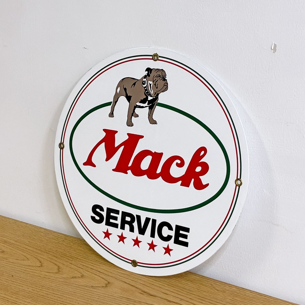 マックトラックス Mack Trucks ブルドッグ ブリキ看板 サイン ビンテージ ●