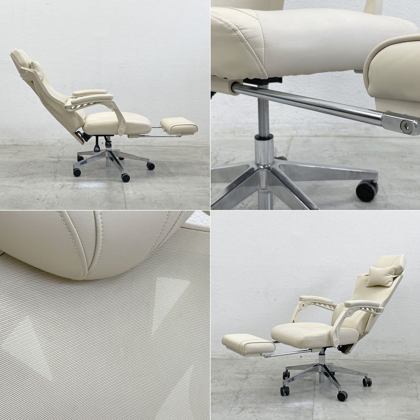 パクストン PAXTON ゲーミングチェアー Gaming Chair アイボリー Living Ivory オフィスチェア 高級人工レザー フットレスト内蔵 〓