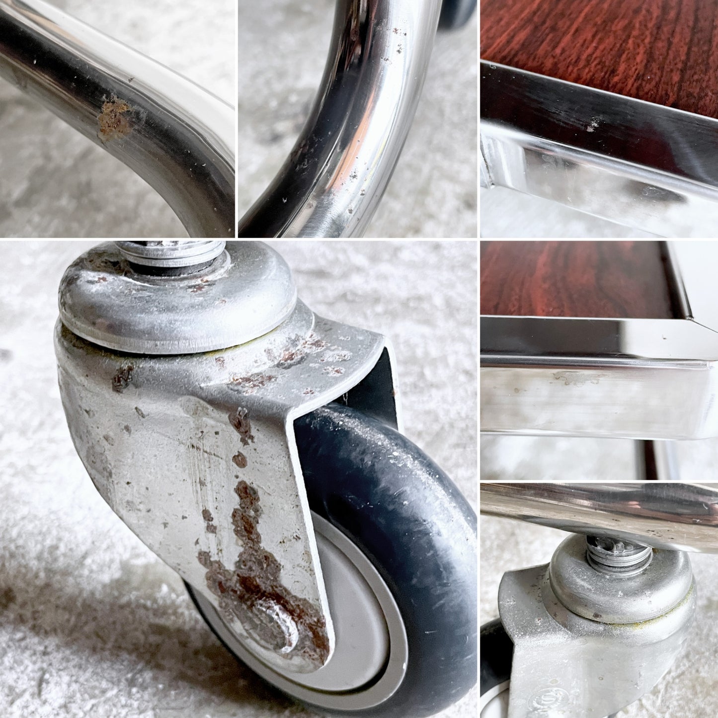 レトロデザイン サービスワゴン オープンシェルフ 木目調 キャスター付き 店舗什器 W67×H91cm ■