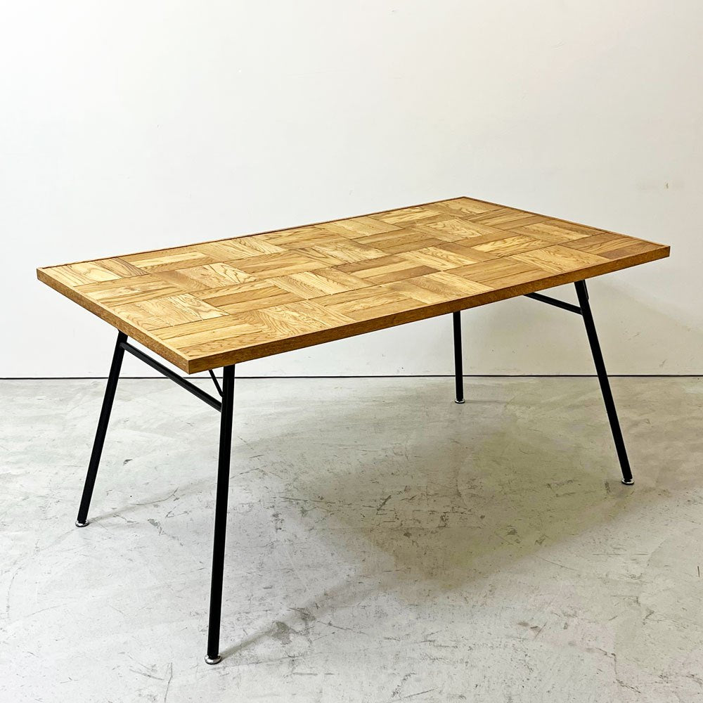 モモナチュラル MOMO Natural ダイニングテーブル PARQUET TOP オーク材 W142cm ISO STEEL LEG ナチュラルモダン ●