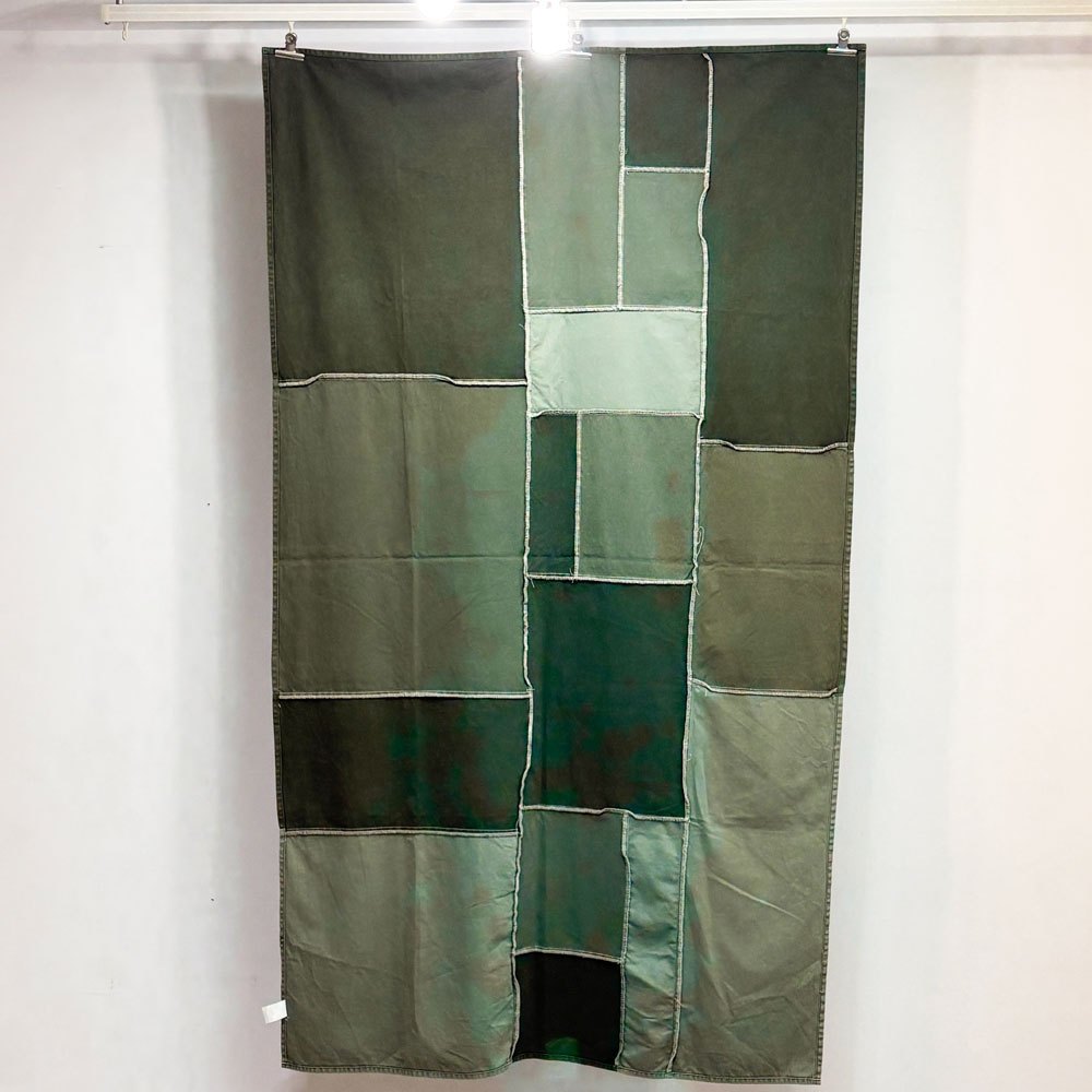 バッシュ BasShu KHAKI パッチワーク マルチクロス ファブリック 約140×190cm ミリタリーデザイン ●
