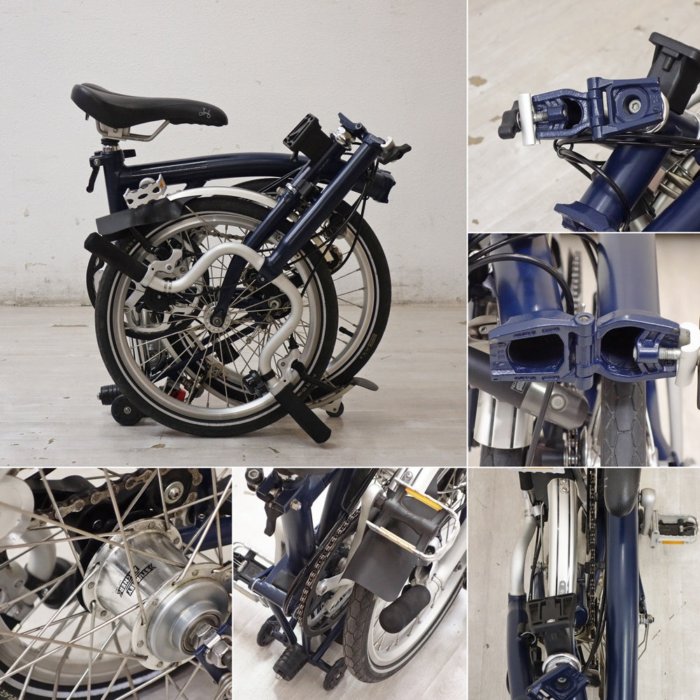 ブロンプトン BROMPTON 折りたたみ自転車 3段変速 ネイビー英国製 ●