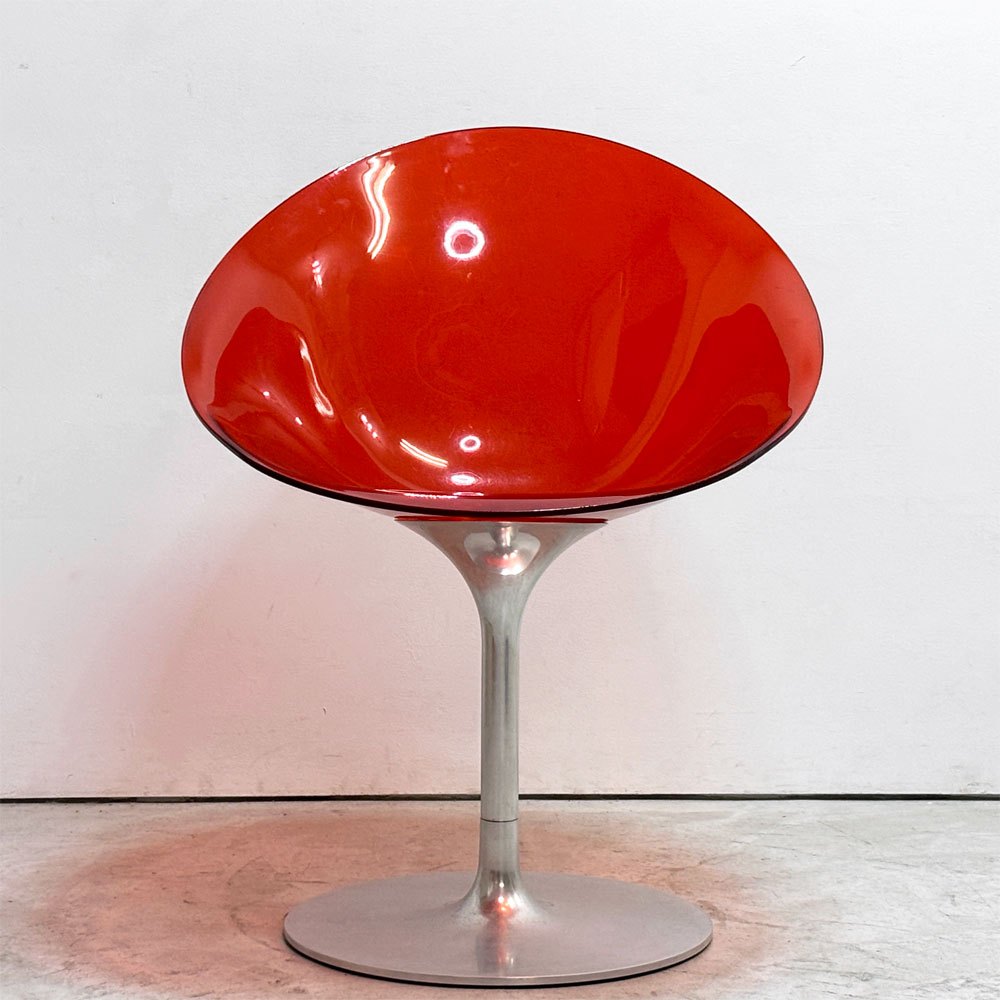 カルテル Kartell エロエス ERO S ダイニングチェア 1本脚 回転式 フィリップスタルク Philippe Starck スペースエイジ イタリアンモダン オレンジレッド ●