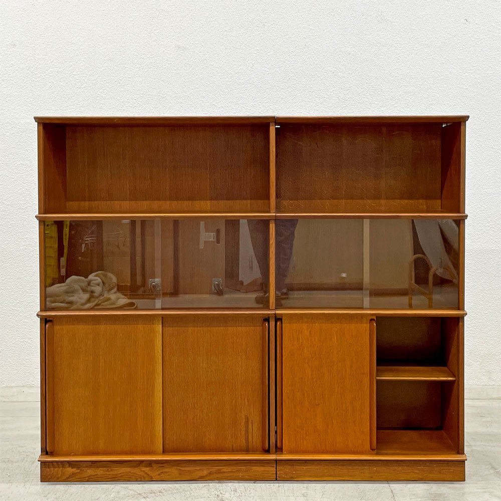 オスカー Meuble OSCAR オーク材 ユニットキャビネット ガラス戸棚 Didier Rozaffy フランス ビンテージ 50～60年代 〓
