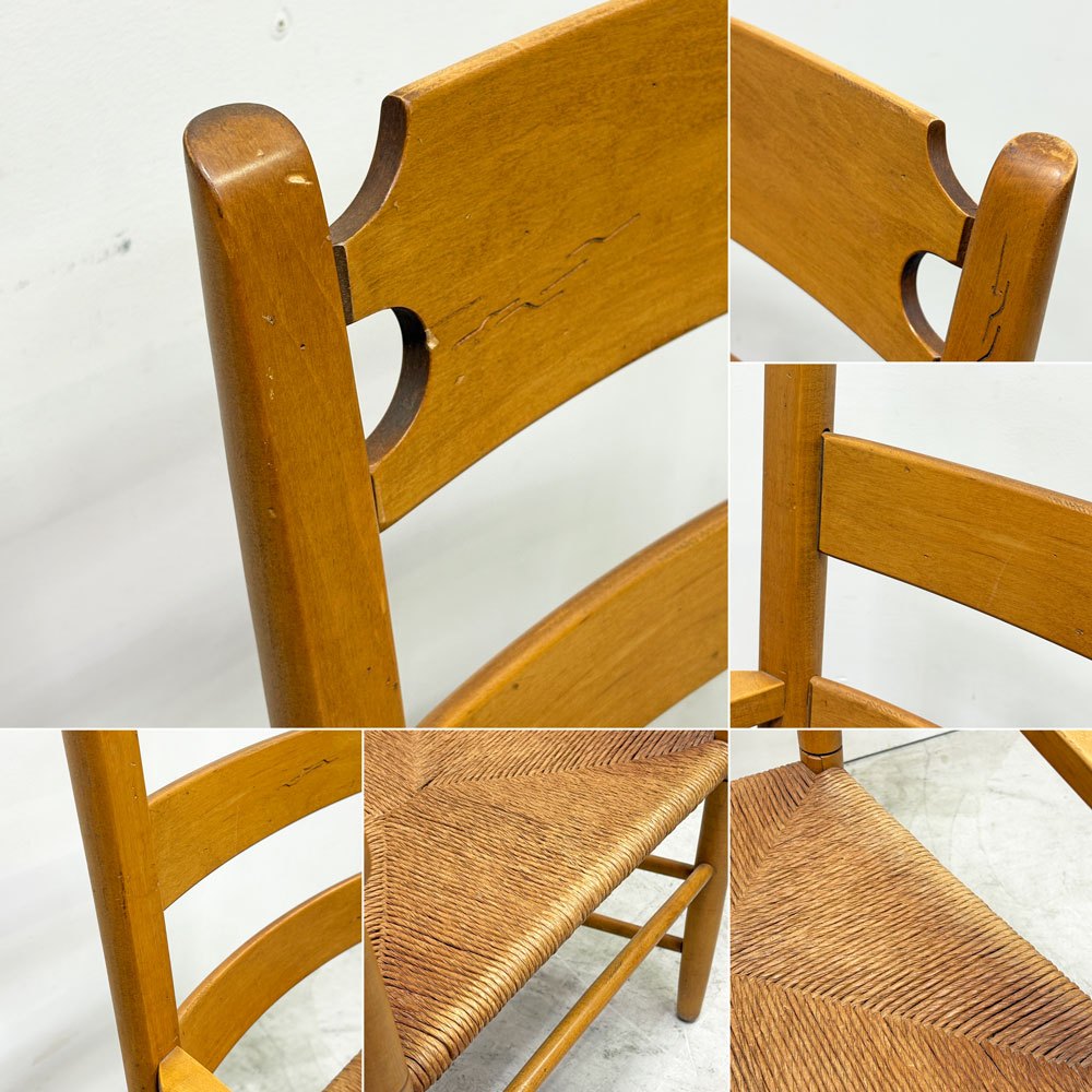 イーセンアーレン ETHAN ALLEN ラダーバック アームチェア ダイニングチェア ハイバックチェア ラッシ編み クラシカルデザイン ●