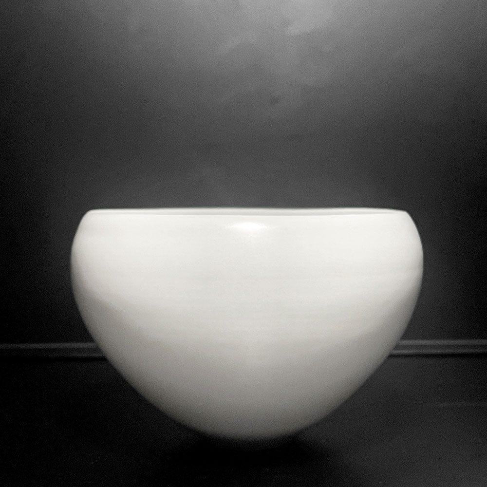 黒田泰蔵 白磁 椀 ボウル 12.5 × 9cm 元箱付 現代作家■