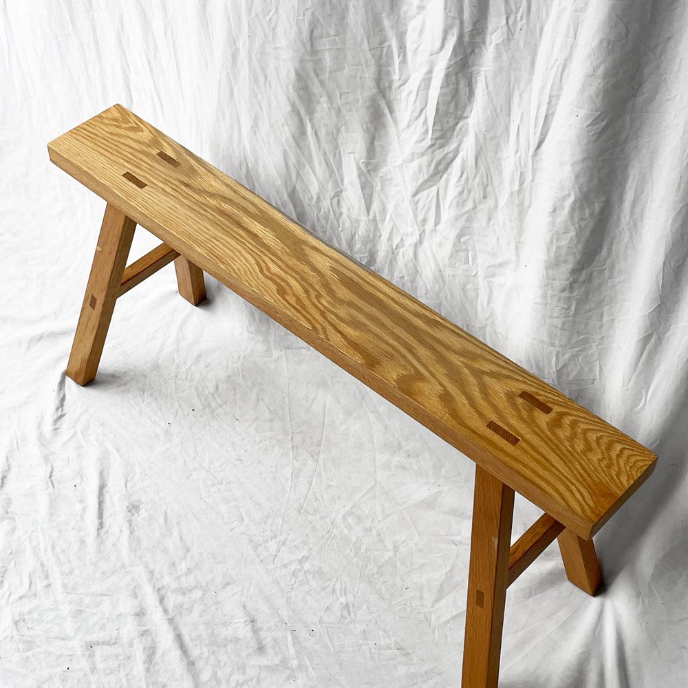 無印良品 MUJI 無垢材 木製ベンチ オーク材 大サイズ W100cm 廃番仕様 シンプルモダン ◇