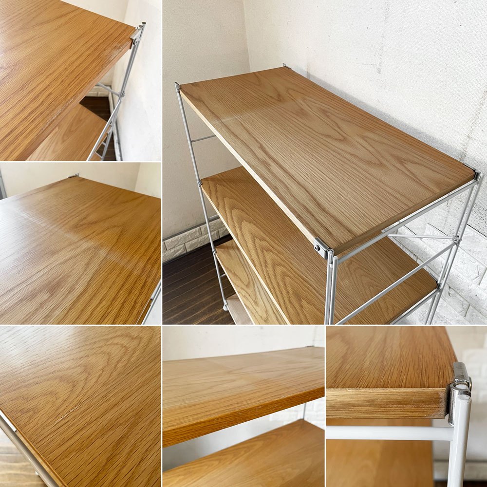 無印良品 MUJI スチールユニットシェルフ 4段 オーク材×3+タモ材棚板 W84cm オープンシェルフ 収納棚 合計定価約￥24,930- ◎
