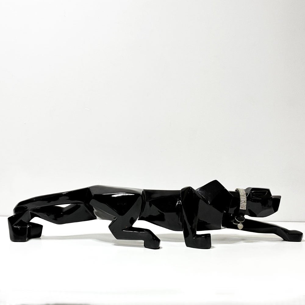 カレ KARE Deco Figurine Black Cat 90 オブジェ ブラック ハイグロス ネコ ヒョウ パンサー 廃番 ●