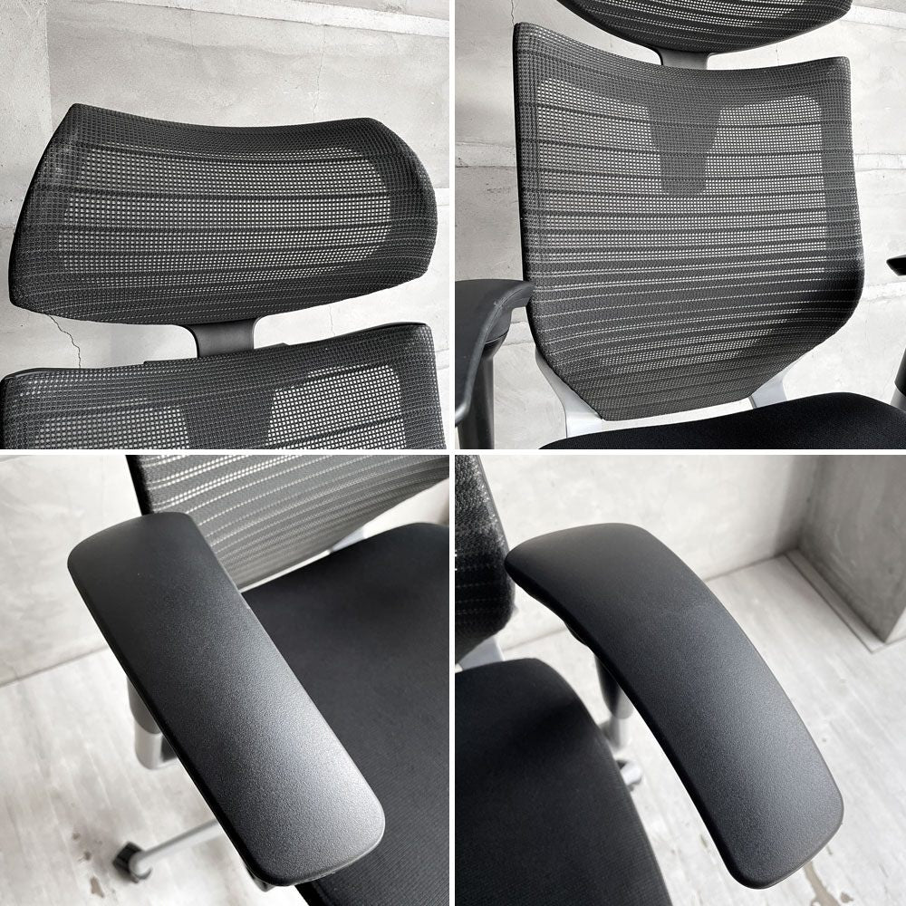 オカムラ okamura バロンチェア Baron Chair デスクチェア WORKAHOLIC特注モデル エクストラローバック グラデーションサポートメッシュ ヘッドレスト 座面クッション仕様 ジョルジェット・ジウジアーロ 定価￥227,590- ♪