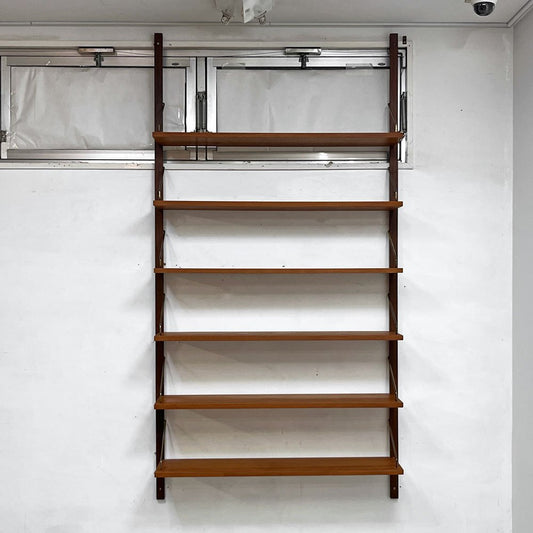 カド CADO ロイヤルシステム ROYAL SYSTEM ウォールユニット システムシェルフ 支柱2本 棚板6枚 チーク材 ポール・カドヴィウス Poul Cadovius デンマークビンテージ ●