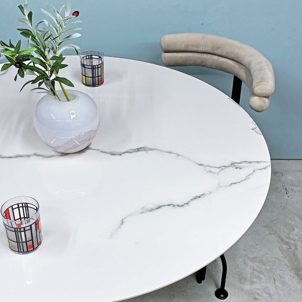 カルテル Kartell グロッシー GLOSSY ラウンドテーブル 118 アントニオ・チッテリオ 大理石調 セラミック モダン イタリア 定価￥458,200- ◎