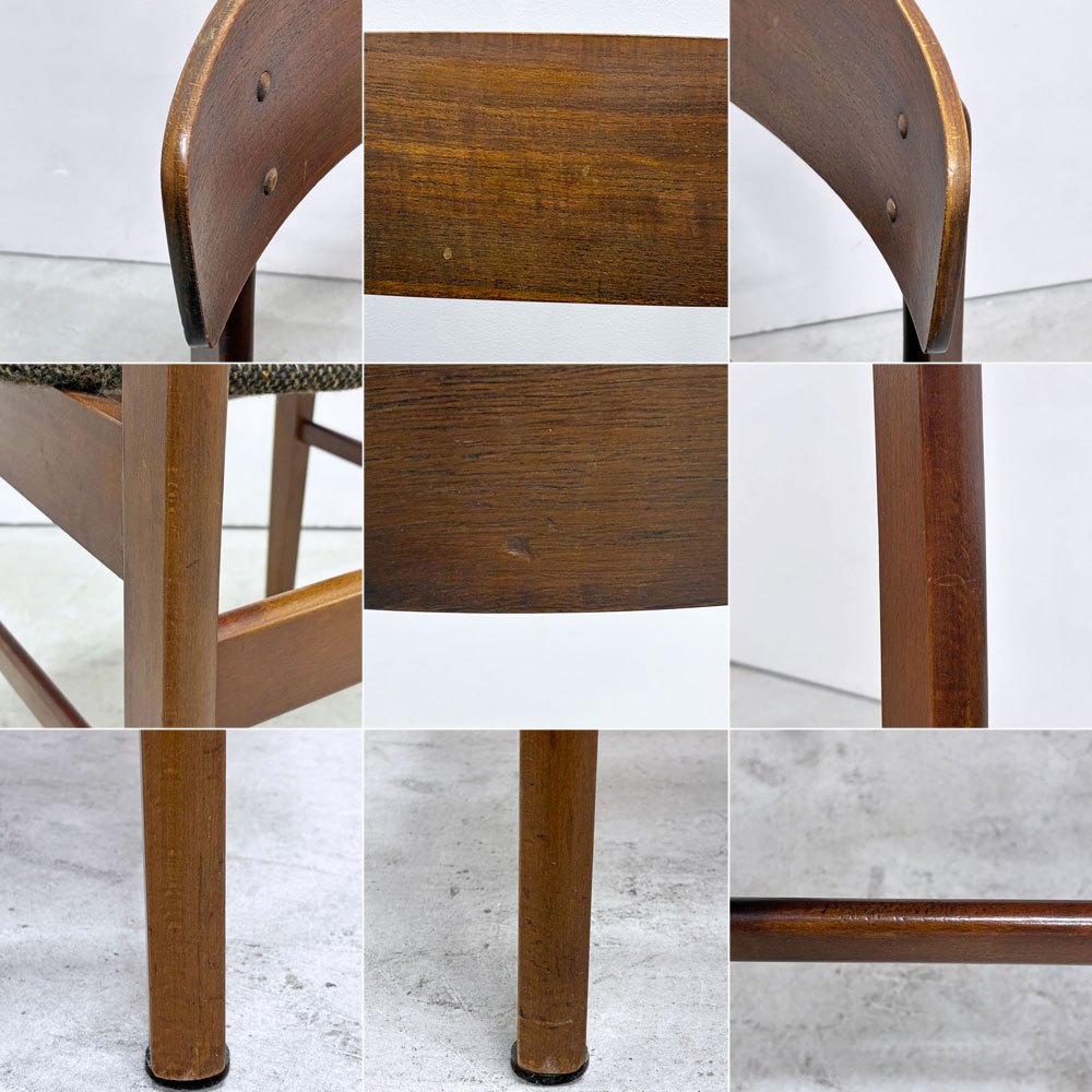 北欧ビンテージ Scandinavian Vintage ダイニングチェア チーク材 ファブリック ブラック系 デンマーク 北欧家具 ●