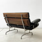 ハーマンミラー Herman Miller イームズソファ Eames Sofa 2シーター ウォールナット材 レザー ブラック C&R. イームズ ミッドセンチュリー ●