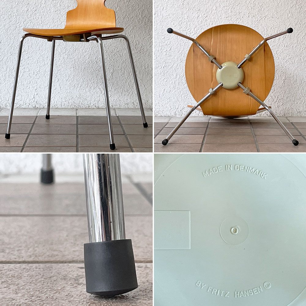 フリッツハンセン Fritz Hansen アントチェア 4本脚 ナチュラルビーチ ラッカー アルネ・ヤコブセン 北欧家具 C ◇