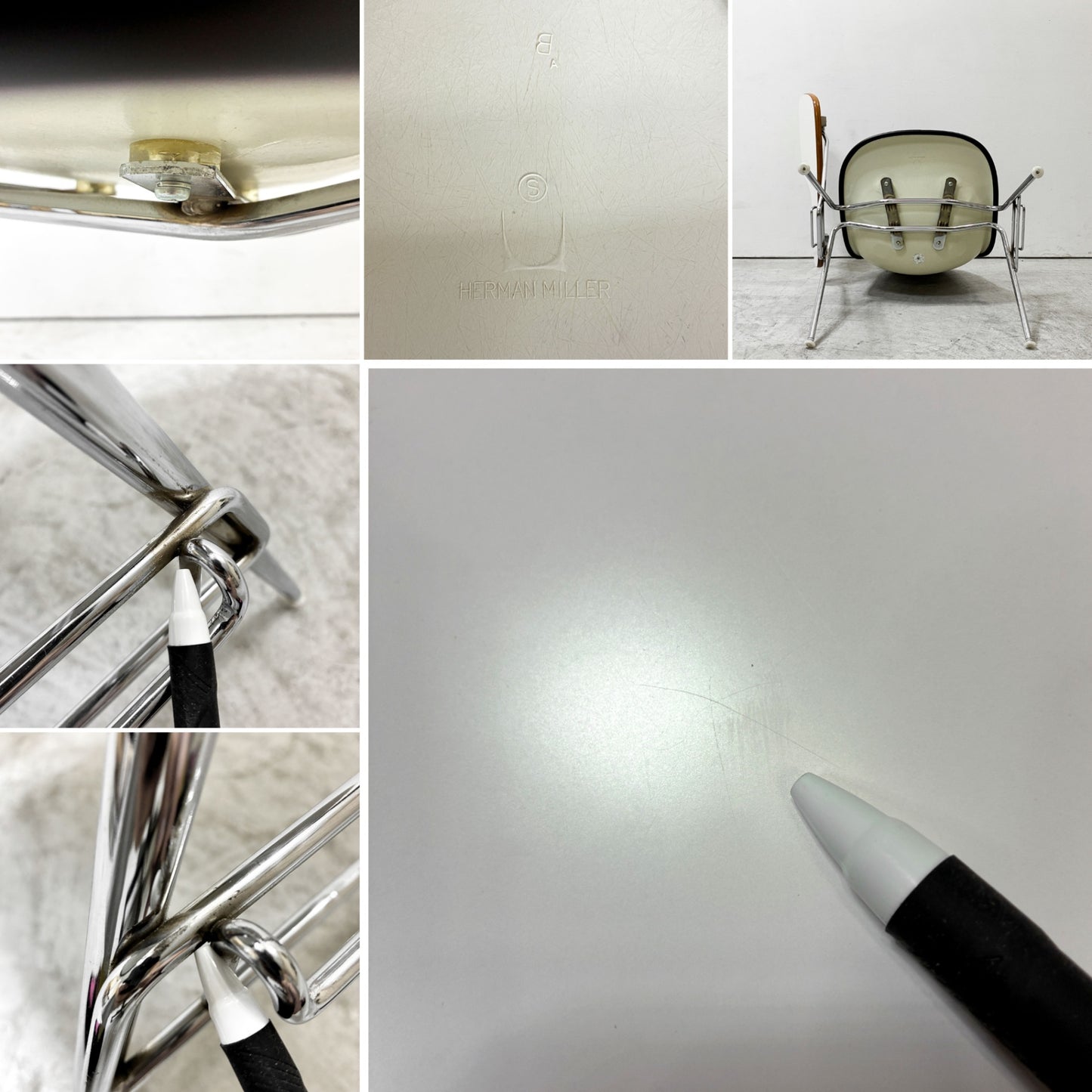 ハーマンミラー Herman Miller サイドシェルチェア セカンド 2nd ビンテージ アプホルスター スクールベース スタッキングベース 肘掛けテーブル付 イームズ ミッドセンチュリー E ●
