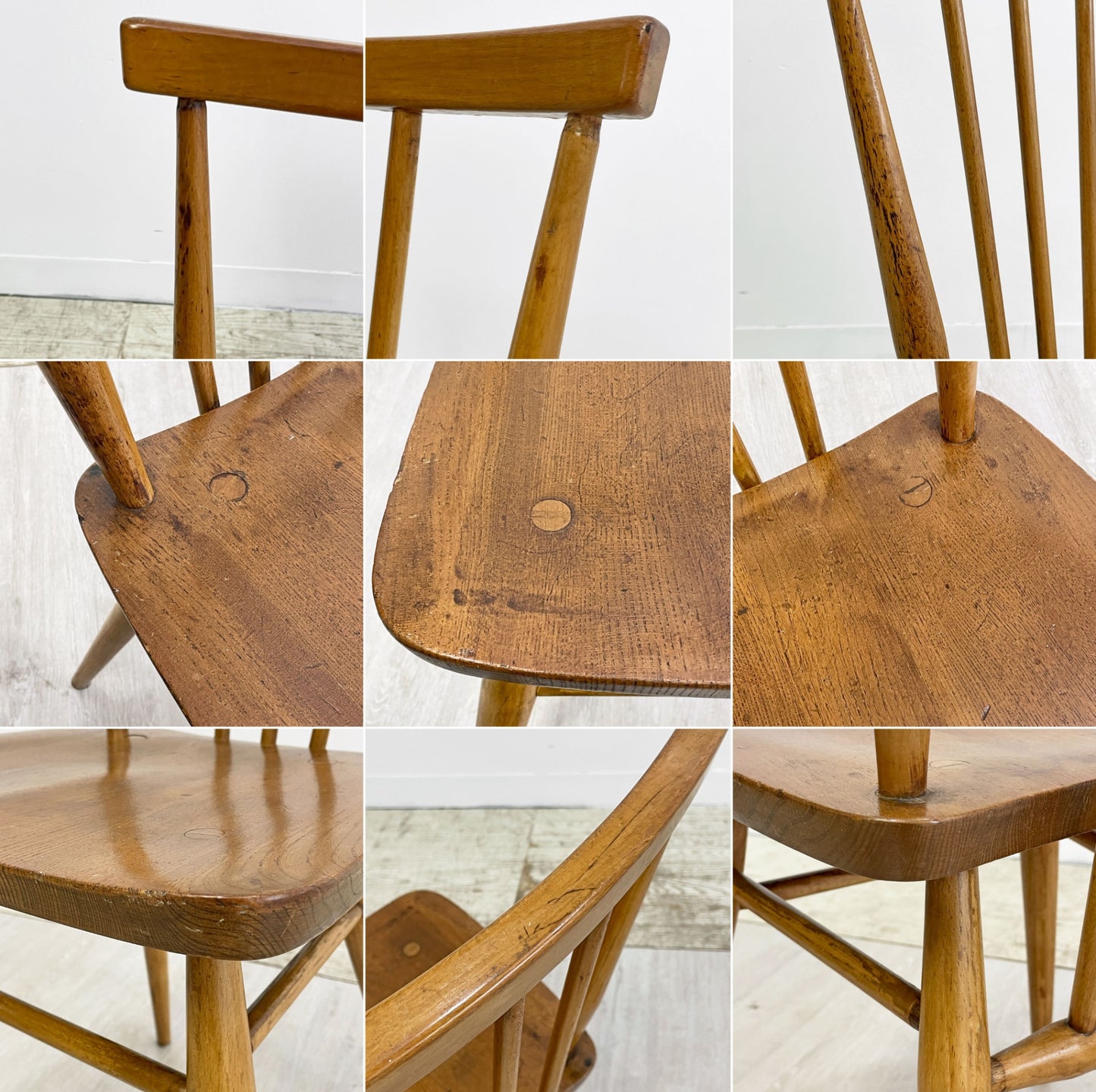 アーコール Ercol スティックバックチェア ダイニングチェア エルム材 UKビンテージ Vintage 英国家具 ●