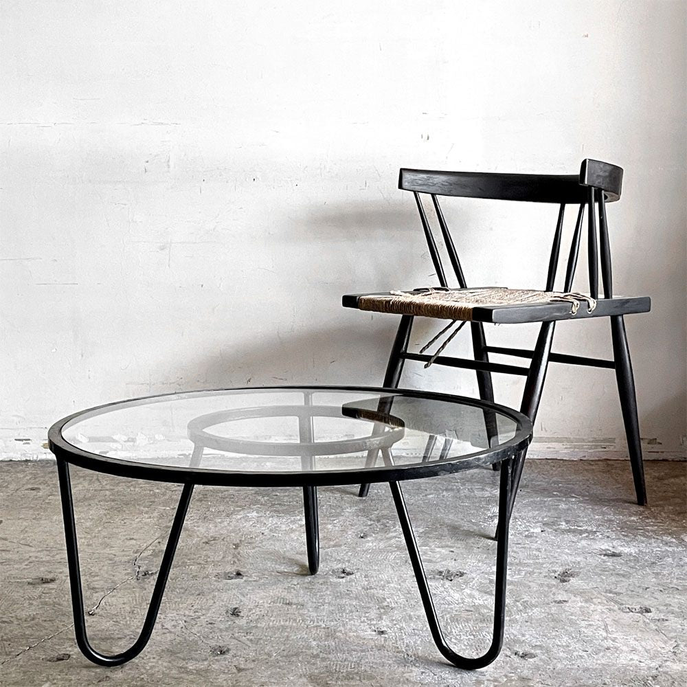 アトリエマテゴ Atelier Mategot ベルビュー コーヒーテーブル Bellevue coffee table ローテーブル ガラス天板 Φ70.5cm マシュー・マテゴ フランスビンテージ ミッドセンチュリー ■