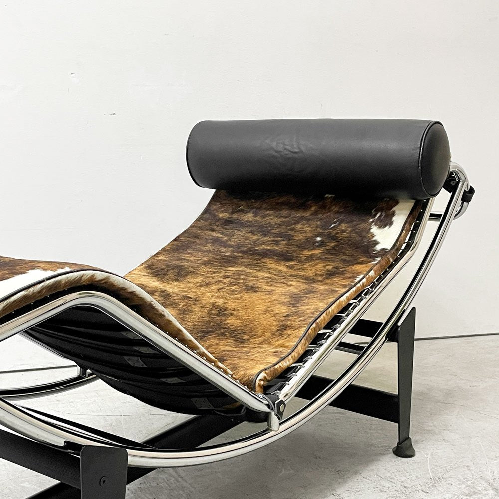 ル・コルビュジェ LE CORBUSIER LC4 シェーズロング ポニースキン ステンレス 長椅子 ミッドセンチュリー リプロダクト ●