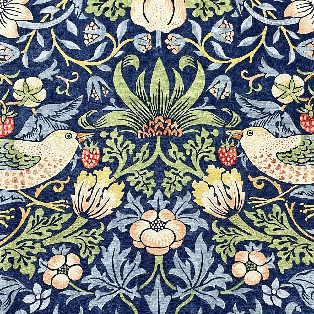 サンダーソン Sanderson ストロベリーシーフ Strawberry Thief ネイビー ファブリック 生地 114x143cm ウィリアムモリス William Morris ●