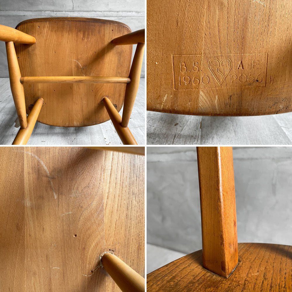 アーコール Ercol フープバックチェア ダイニングチェア スポークバック エルム材 UKビンテージ 英国家具 ♪