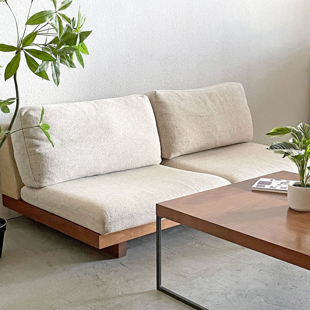 マスターウォール MASTERWAL デニッシュソファ DANISH SOFA 3シーター W180cm ミックスファブリック アイボリー系 ウォールナット無垢材 〓