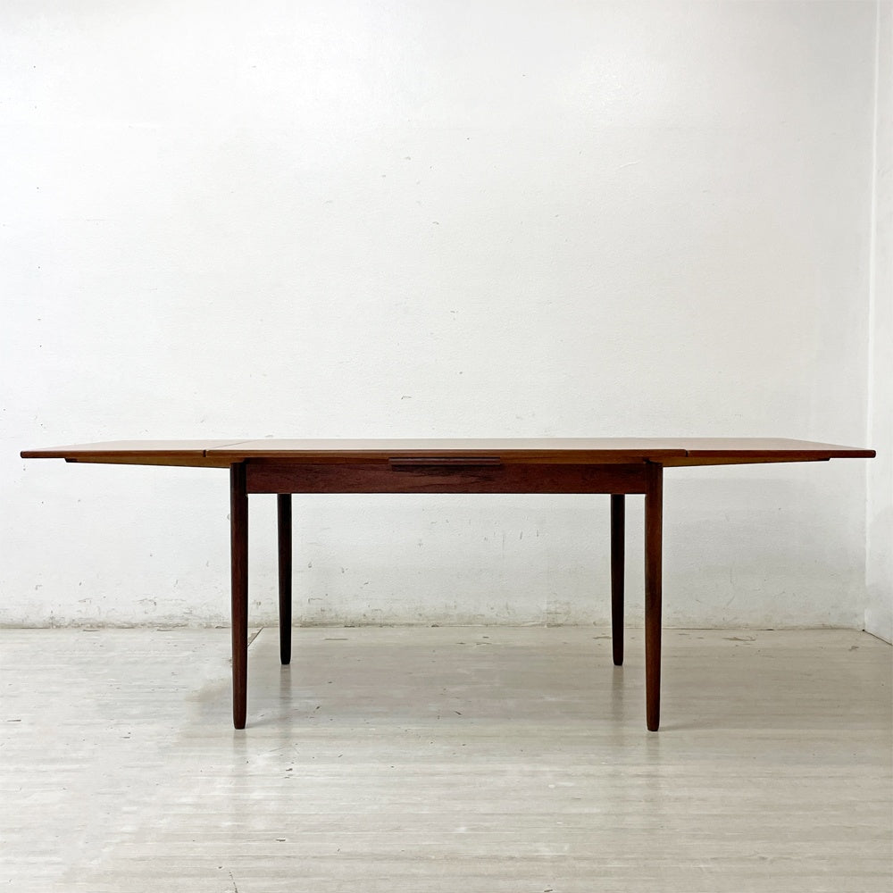 デンマークビンテージ Danish Vintage エクステンション EX ダイニングテーブル W120-212cm チーク材 伸長式 ドローリーフ式 北欧家具 ●