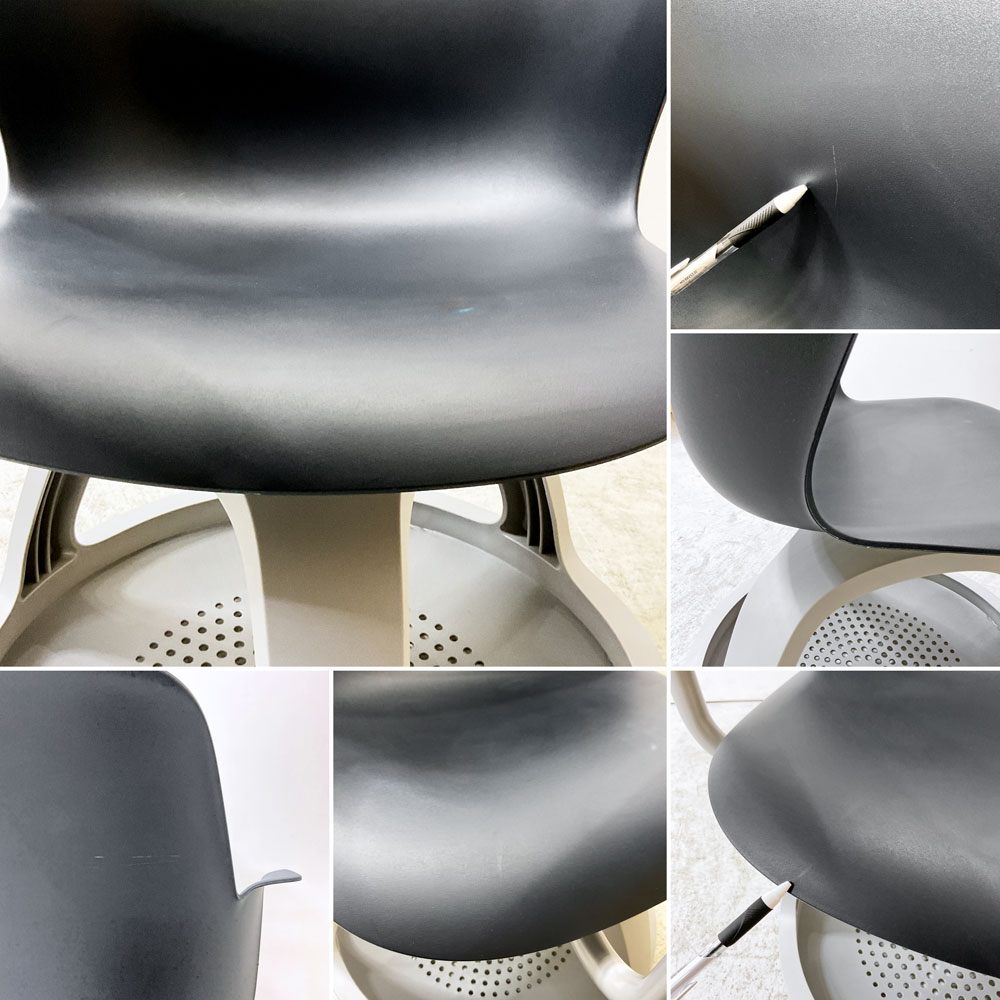 スチールケース Steelcase ノード node ミーティングチェア オフィスチェア ネイビー 可動式サイドテーブル＆キャスター付 ●