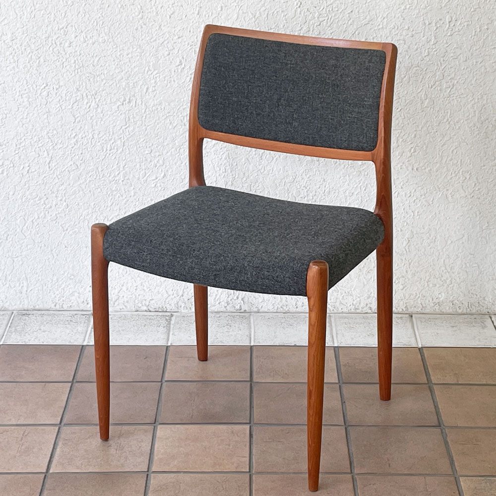 JLモラー J.L.Moller Model No.80 チーク材 ダイニングチェア ファブリック ニールス・O・モラー デンマーク 北欧家具 A ◇