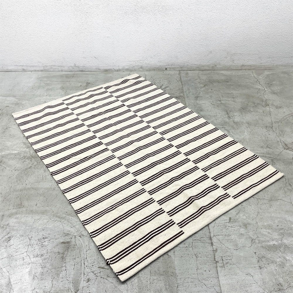 ザラホーム ZARAHOME トリプル エフェクト ストライプ ラグ Triple effect striped rug ウール ラグ Wool 150 x 200cm 廃盤 〓