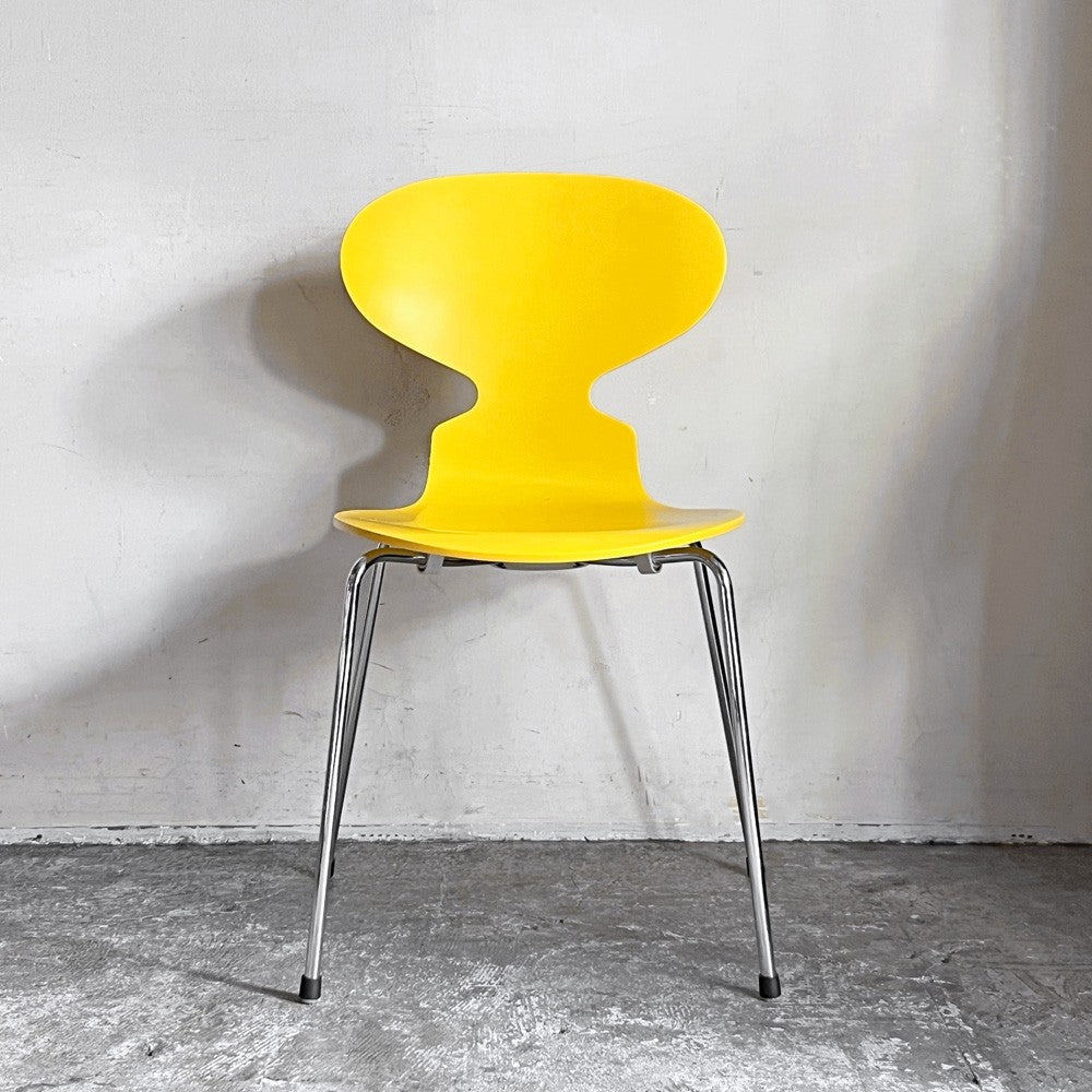 フリッツハンセン Fritz Hansen アントチェア ANT CHAIR 4本脚 イエロー ラッカー仕上げ 2002年製 アルネ・ヤコブセン デンマーク 北欧家具 ■