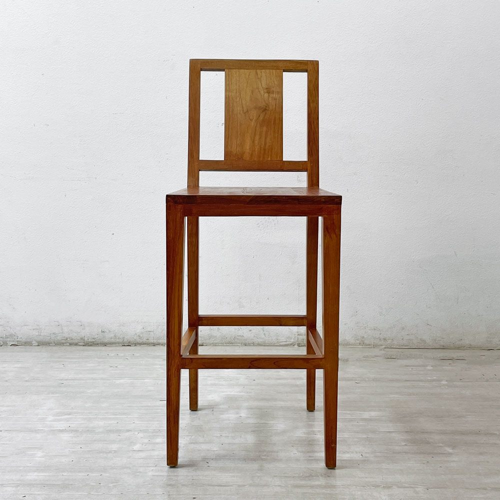 チーク 無垢材 teak wood ハイチェア カウンターチェア OLD JAVA アジアン スタイル B ●
