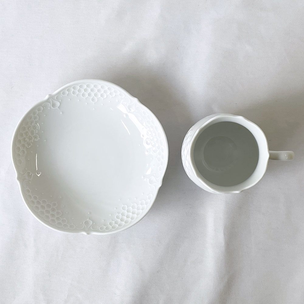 マイセン Meissen ホワイトレリーフ コーヒーカップ＆ソーサー C&S ルードヴィッヒ・ツェプナー Ludwig Zepner ドイツ B ◇
