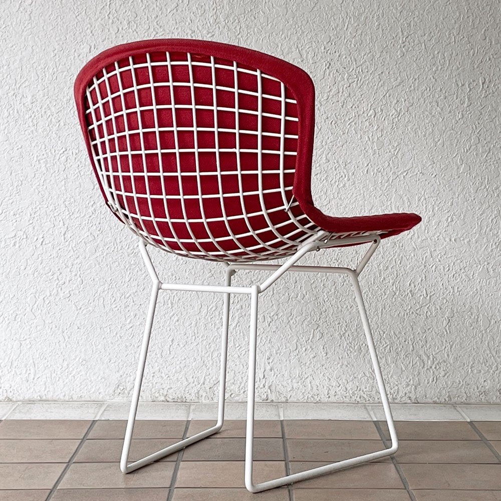 ノル Knoll 420 サイドチェア ワイヤーチェア ホワイト レッド フルカバー ハリー・ベルトイア Harry Bertoia ミッドセンチュリー 名作椅子 ◇